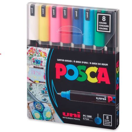 posca pc 1mr marker basic 8 color set