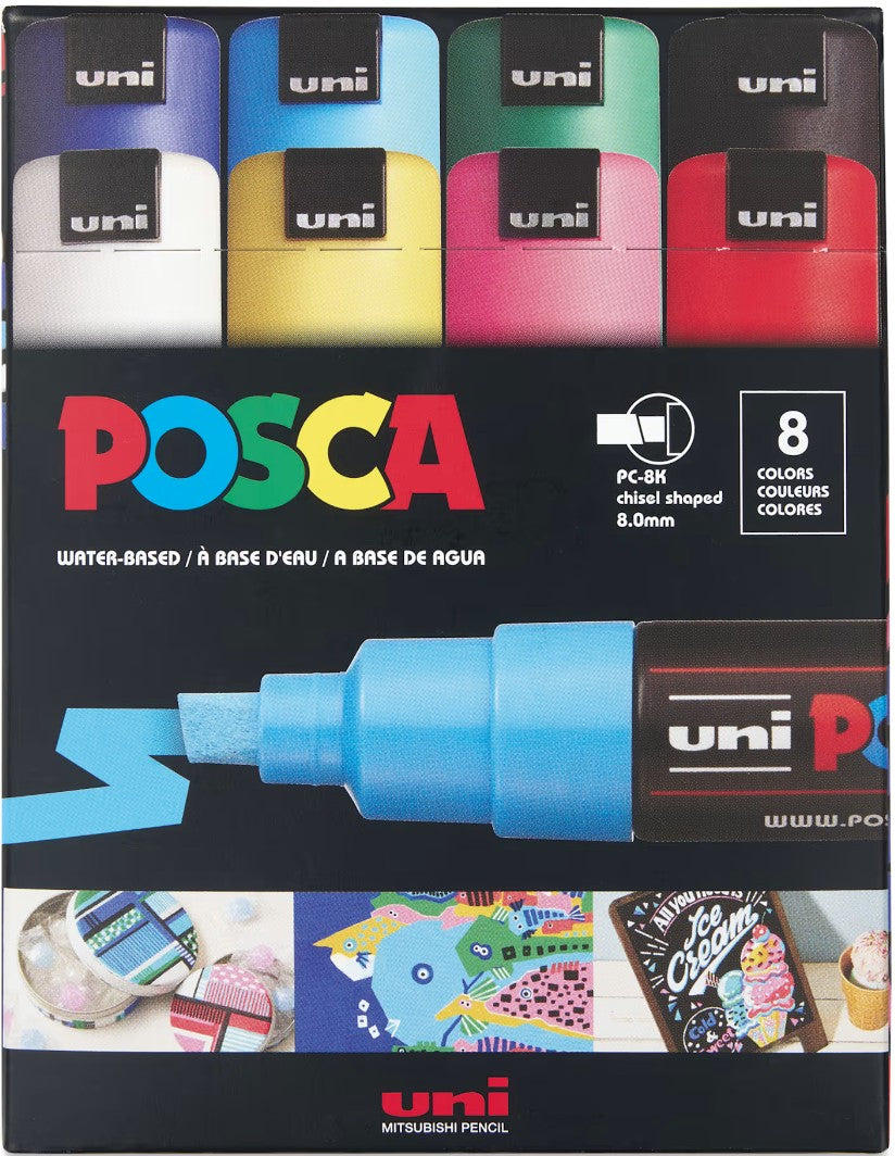 Posca Colours Set POSCA 8-Color Paint Marker Set, PC-8K – Huntsville Art Supplies