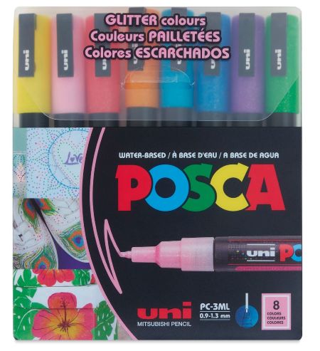 posca pc 3m marker fine glitter 8 color set