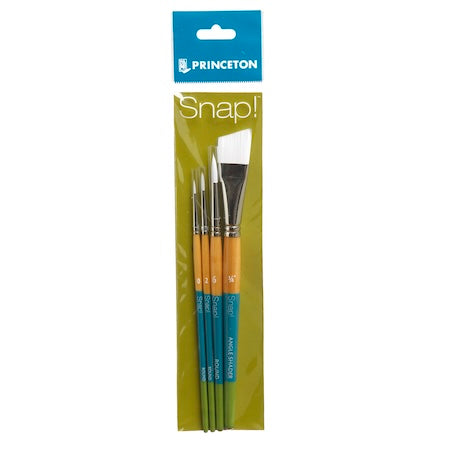 Princeton Snap! White Taklon Brush Set - Short Handle, Set of 4