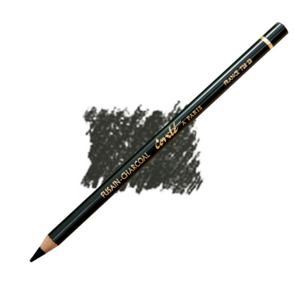 A Conte 2B charcoal drawing pencil with a smudge of charcoal on the side, indicating the type of medium it uses.