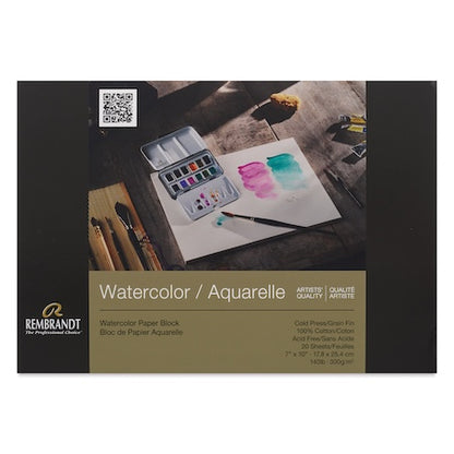Rembrandt Watercolor Paper Pads 140LB, 20 Sheets - Cold Press Block
