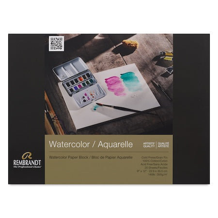Rembrandt Watercolor Paper Pads 140LB, 20 Sheets - Cold Press Block