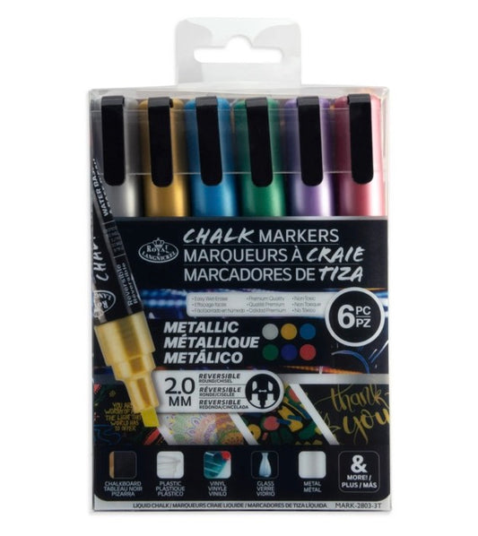 Royal Acrylic Markers Metallic Chalk Markers 6 Piece Pack