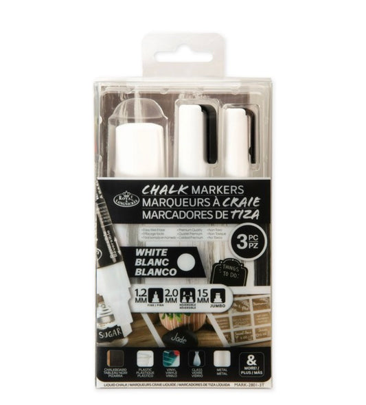 Royal Acrylic Markers White Chalke Markers 3 piece Variety Pack