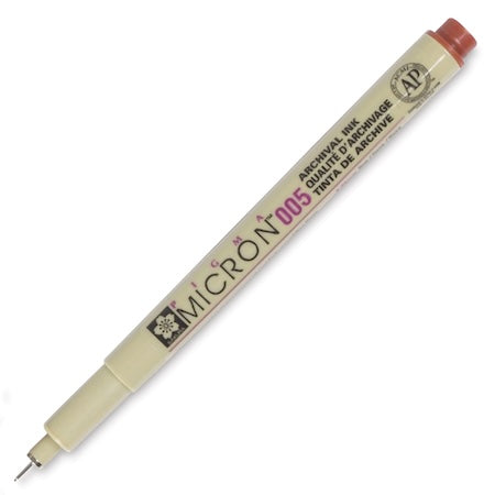 A Sakura Pigma Micron Pen with a fine tip, labeled 05, in brown color.