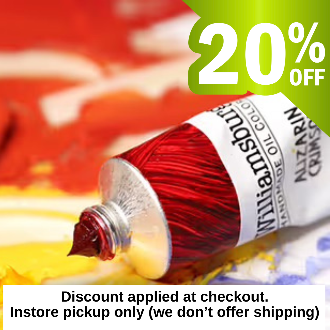 Williamsburg oil paint is 20% off Huntsville Art Supplies