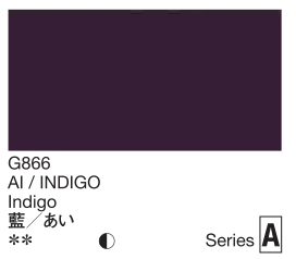 Navy blue color swatch with 'G866' code and 'Indigo' text