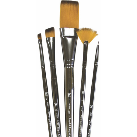 Royal Brush Zen Brush Set, Series 73, Short Handle, 5-Brushes, All Media Set A