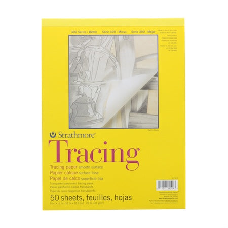 Strathmore Tracing Paper Pad, 300 Series, Tape-Bound, 50 Sheets, 9" x 12"