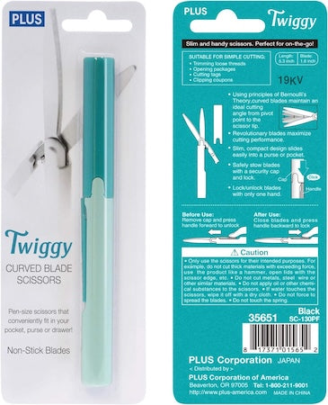 Plus Pen Style Twiggy Scissors with Cover - Turquoise