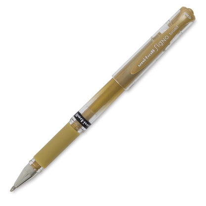 Ballpoint pen with beige barrel and clear grip on a white background