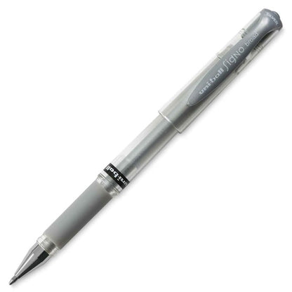 Silver pen on a white background