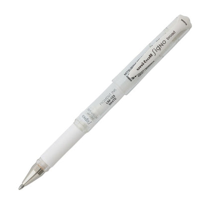 White pen with silver cap on a white background