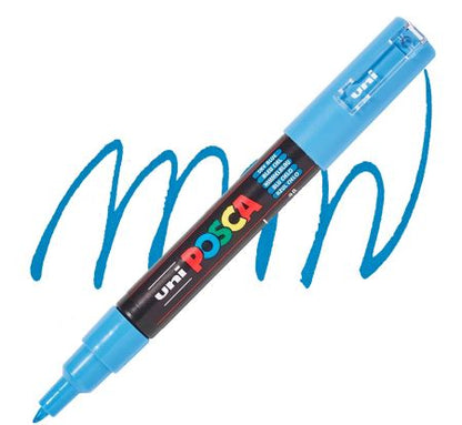 posca pc 1m marker extra fine tapered bullet tip sky blue