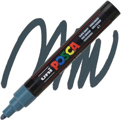 posca pc 5m marker medium bullet tip slate grey