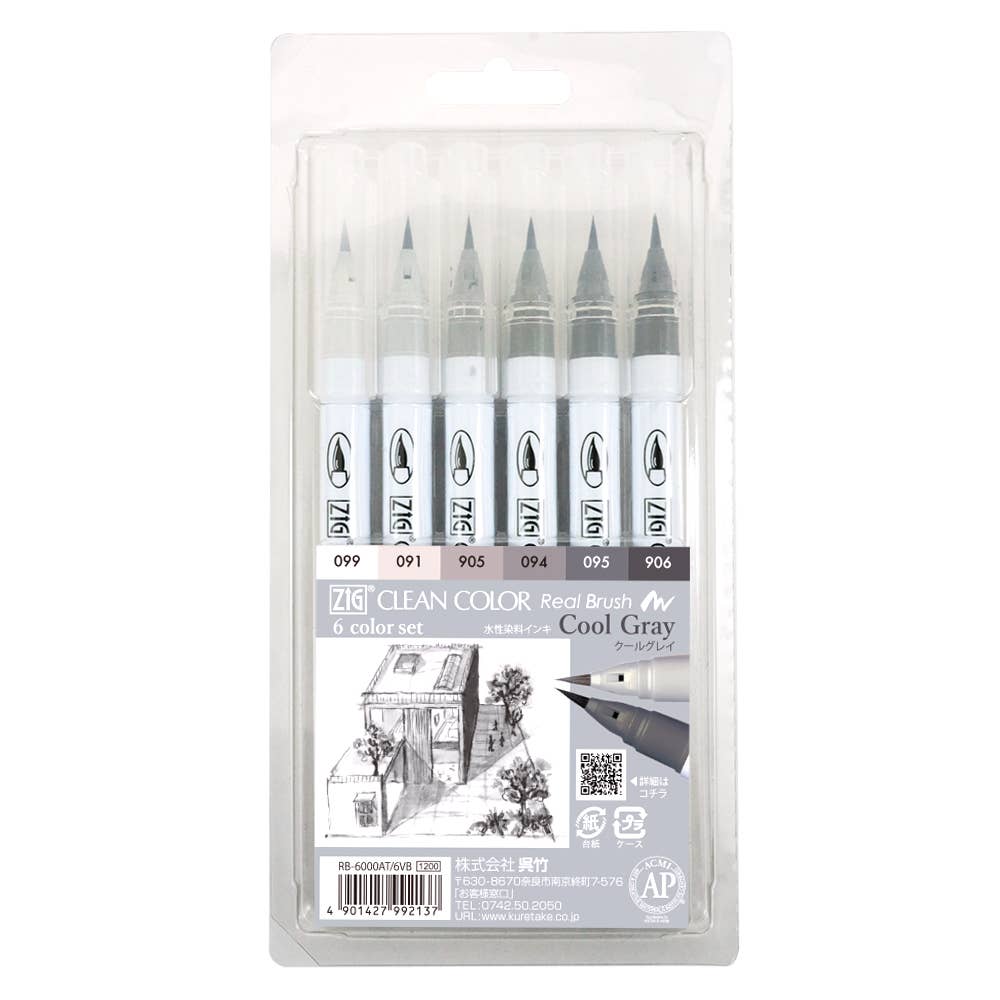 ZIG Clean Color Real Brush 6 Color Sets