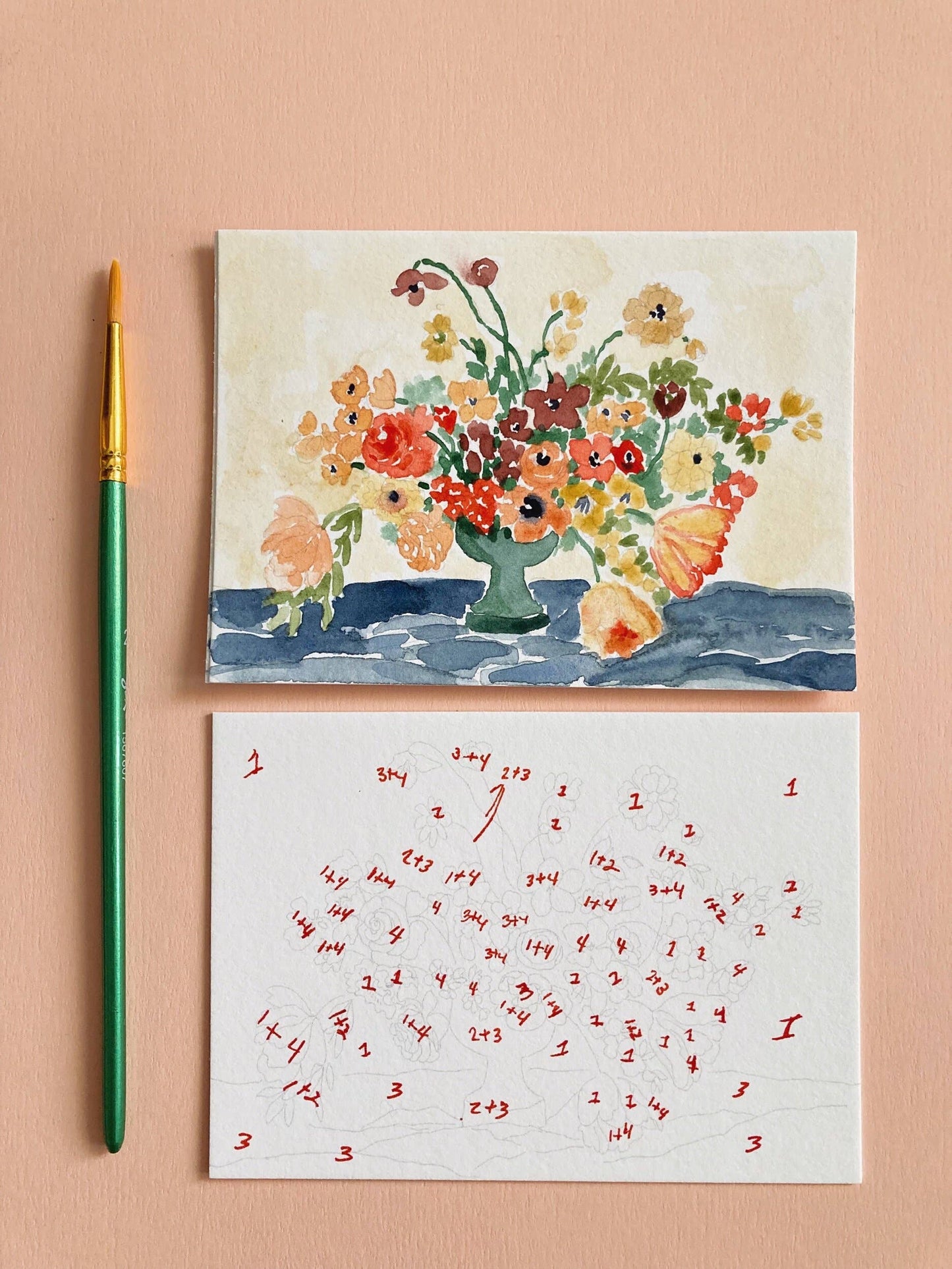 Dutch Flower Still Life Paint by Number DIY Watercolor Kit