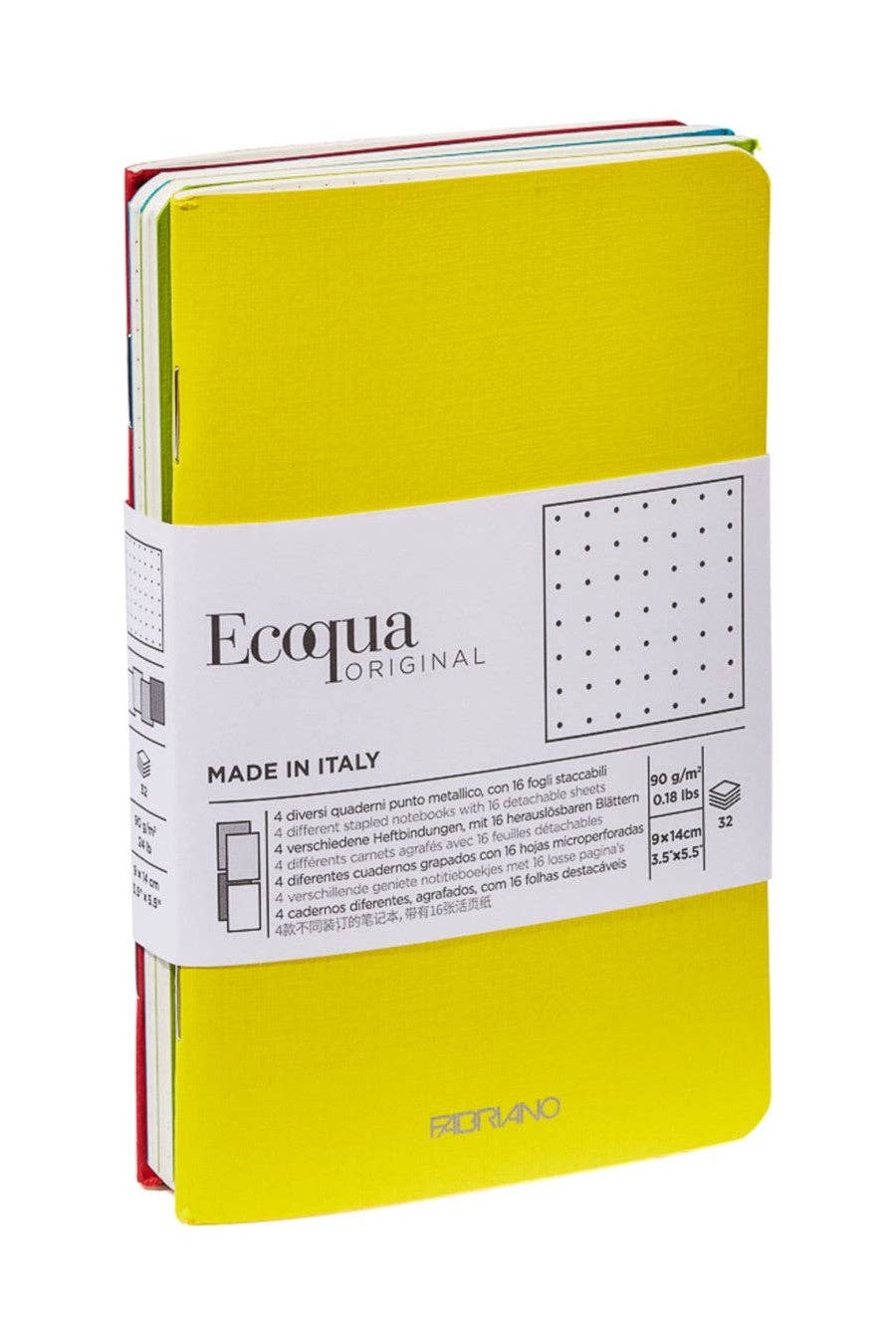 Fabriano EcoQua Pocket-Sized Notebook, 4 Notebook Pack