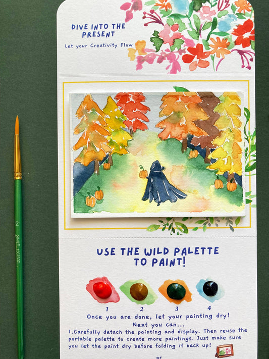 Autumn Woods Witch Watercolor Paint by Number DIY Kit
