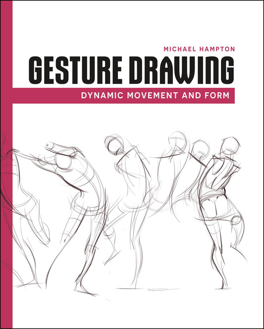 Book cover of 'Gesture Drawing: Dynamic Movement and Form' by Michael Hampton with line drawings of people in motion.