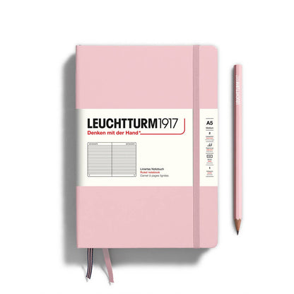 Pink notebook with Leuchtturm1917 branding on a white background