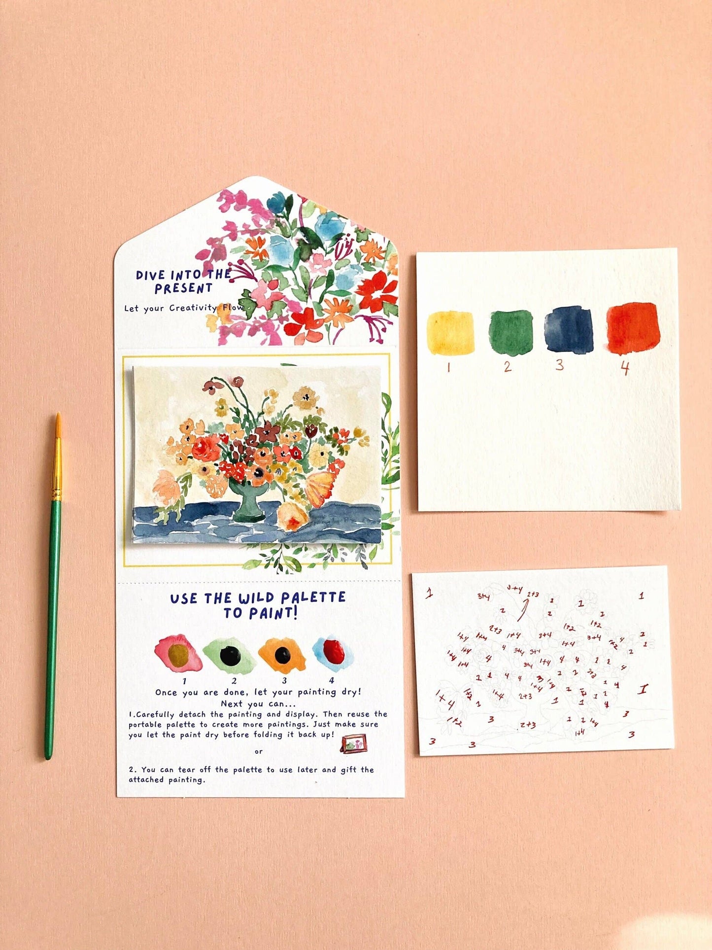Dutch Flower Still Life Paint by Number DIY Watercolor Kit
