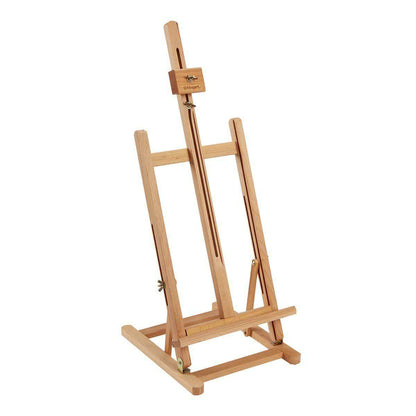 Wooden artist's easel on a white background