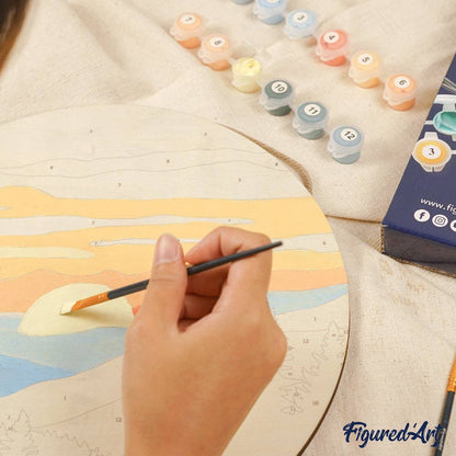 Paint by numbers on Wood Slice - Beauty Behind Flowers
