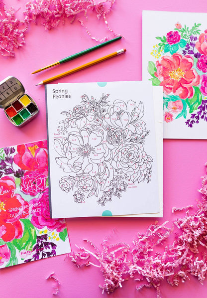 Pink Puddle Watercolor Paint by Number DIY Kit