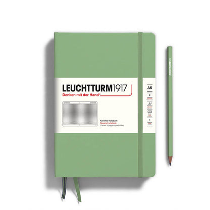Green notebook with Leuchtturm1917 branding on a white background