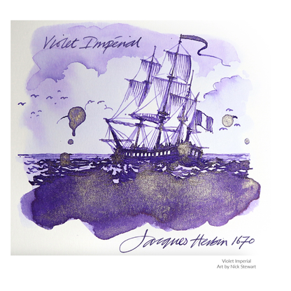 Violet Imperial ship illustration with watercolor effects on a white background