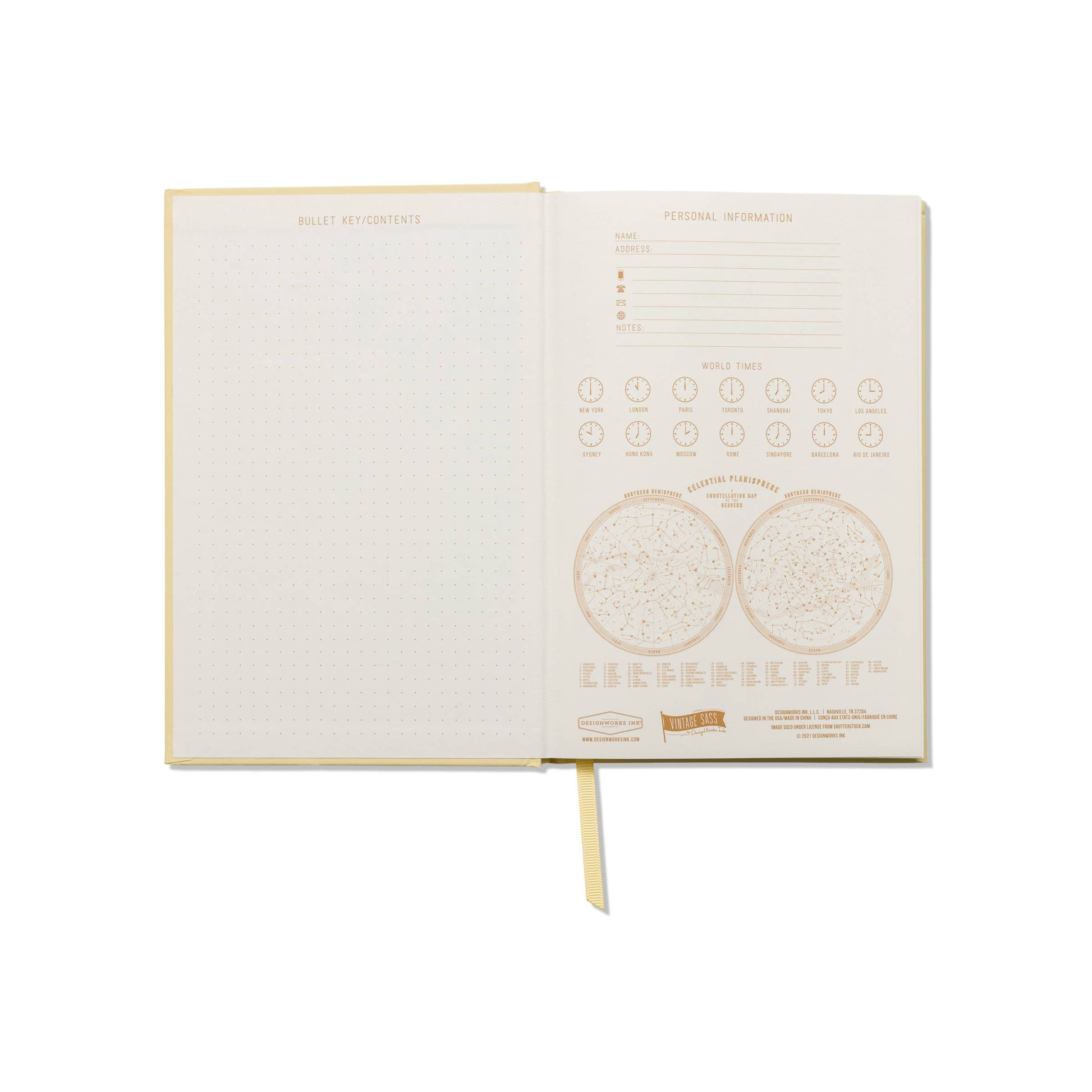 Open book with gold text and design on a white background