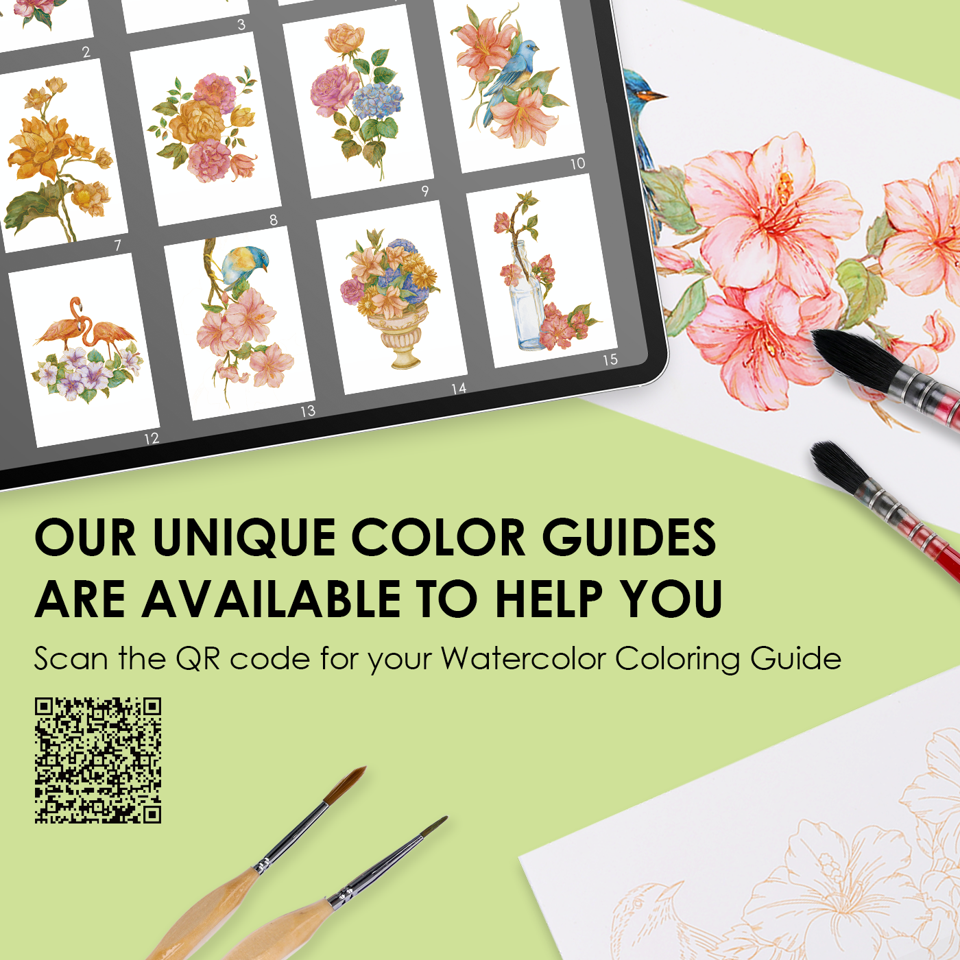 Grabie 15 Sheets 140LB Floral-Themed Watercolor Coloring Book
