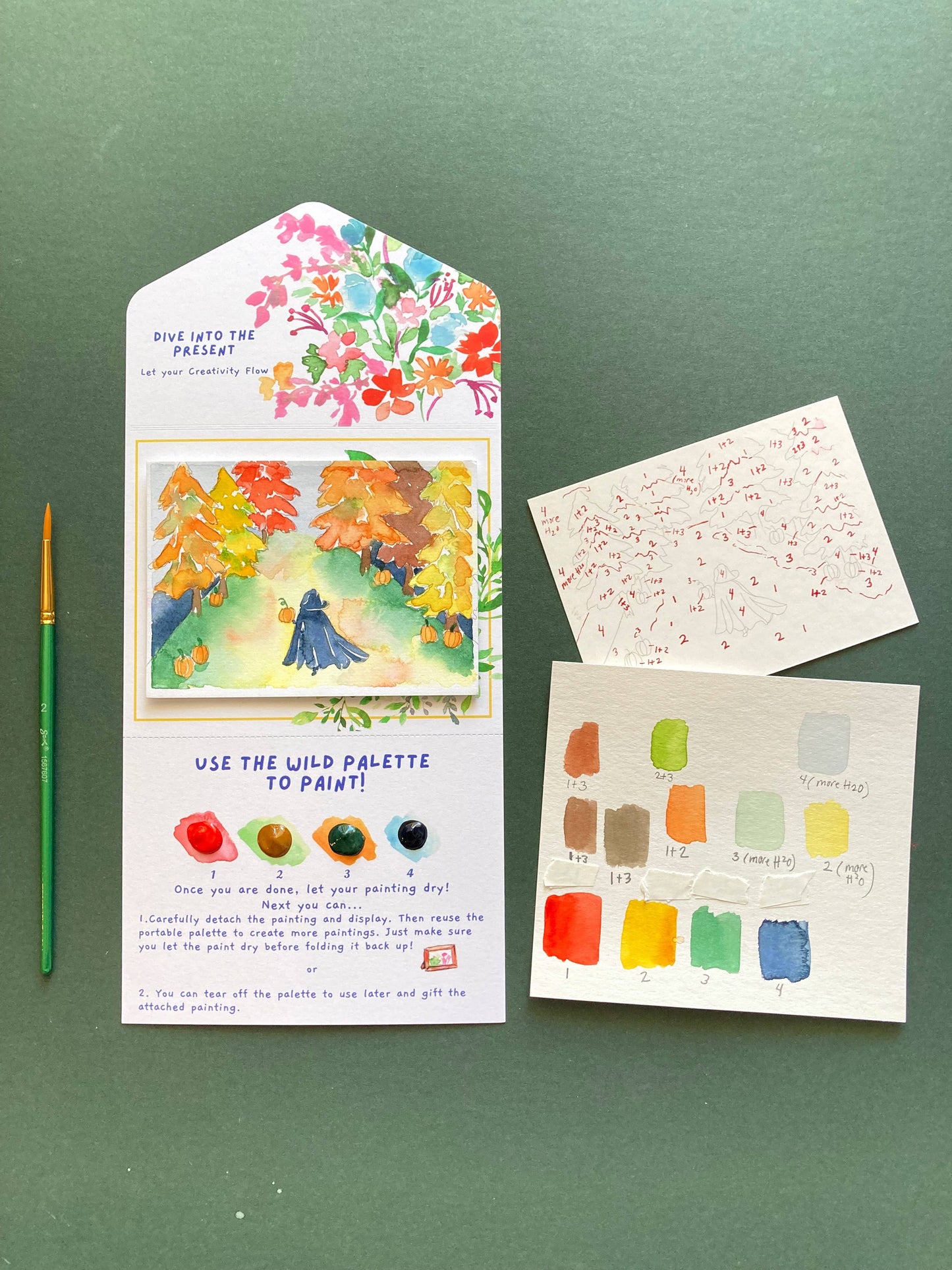 Autumn Woods Witch Watercolor Paint by Number DIY Kit