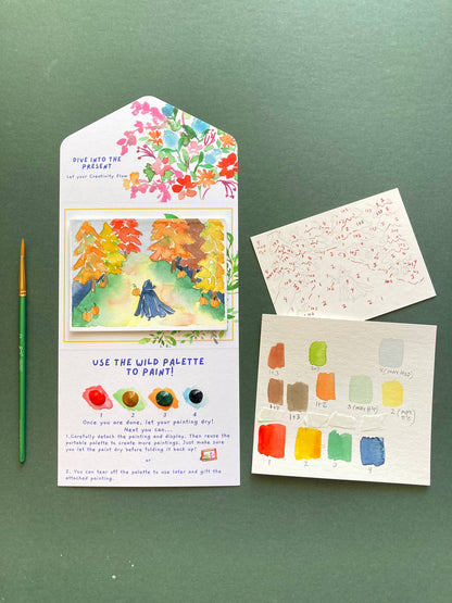 Autumn Woods Witch Watercolor Paint by Number DIY Kit