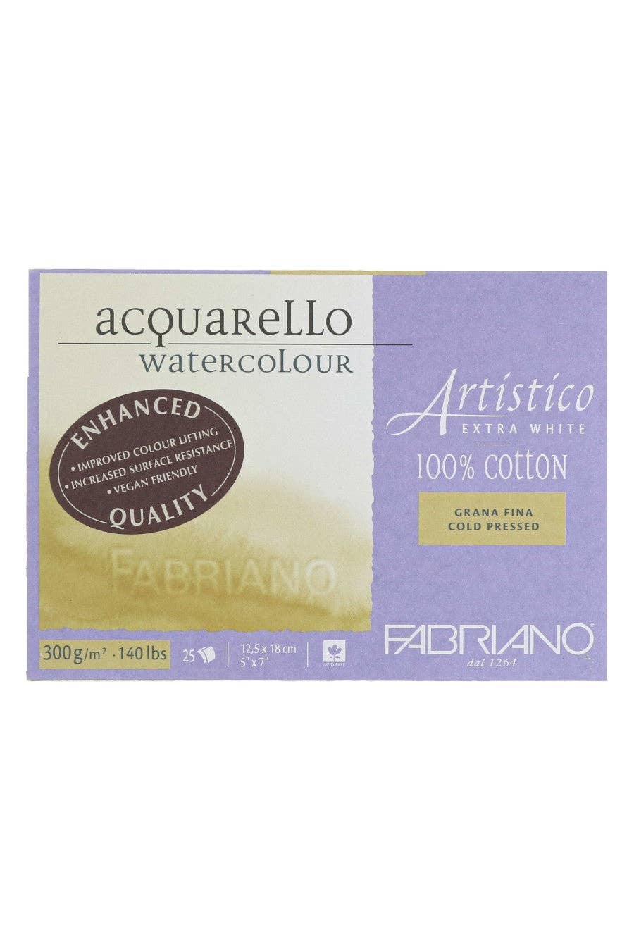 Fabriano Acquarello watercolor paper box on a white background