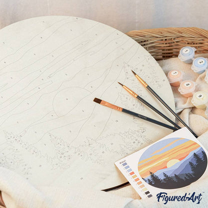 Paint by numbers on Wood Slice - Beauty Behind Flowers