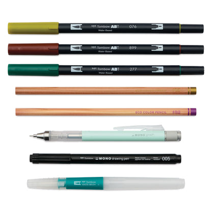 Tombow Urban Sketching, 8 Piece Tin Set, Japanese Edition
