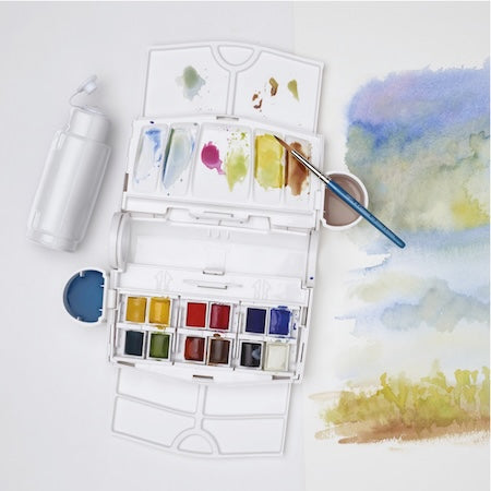Winsor & Newton Cotman Watercolors - Field Travel Set of 12, Assorted Colors, Half Pans