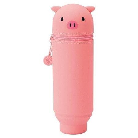 Pink pig-shaped container on a white background