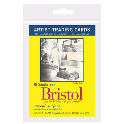 Strathmore Bristol artist trading cards packaging with a yellow and blue design.