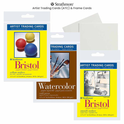 Strathmore artist trading cards and frame cards packaging on a white background